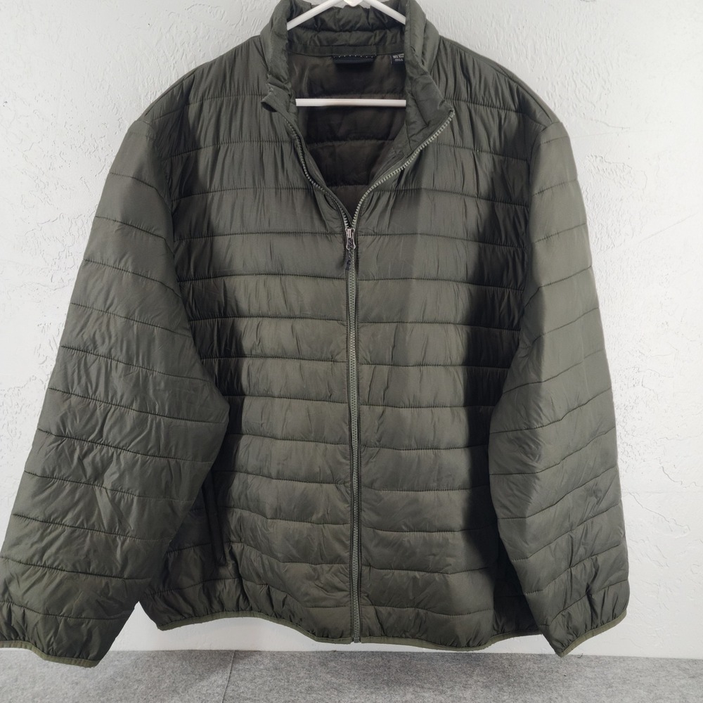 Swiss Tech Mens 3XL Green Lightweight‎ Quilted Puffer Jacket Full Zip Outerwear